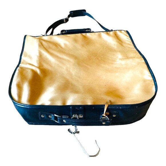 American Tourister Vintage Garment/Suit Bag Luggage Tan Nylon/Blue Faux Leather - Picture 4 of 9